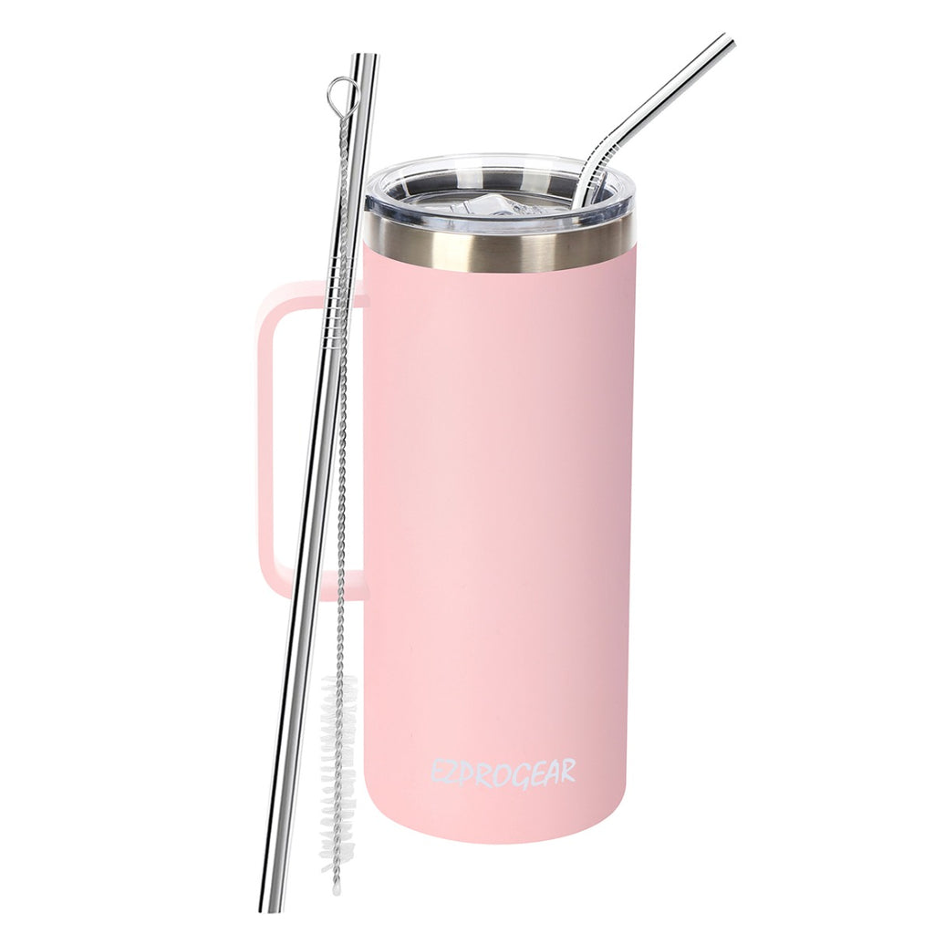 Ezprogear 32oz Insulated Stainless Steel Coffee Mug with Handle - Carnation Pink