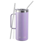 Ezprogear 32 oz Glitter Violet Stainless Steel Beer Tumbler Double Wall Water Cup with Handle and Lid
