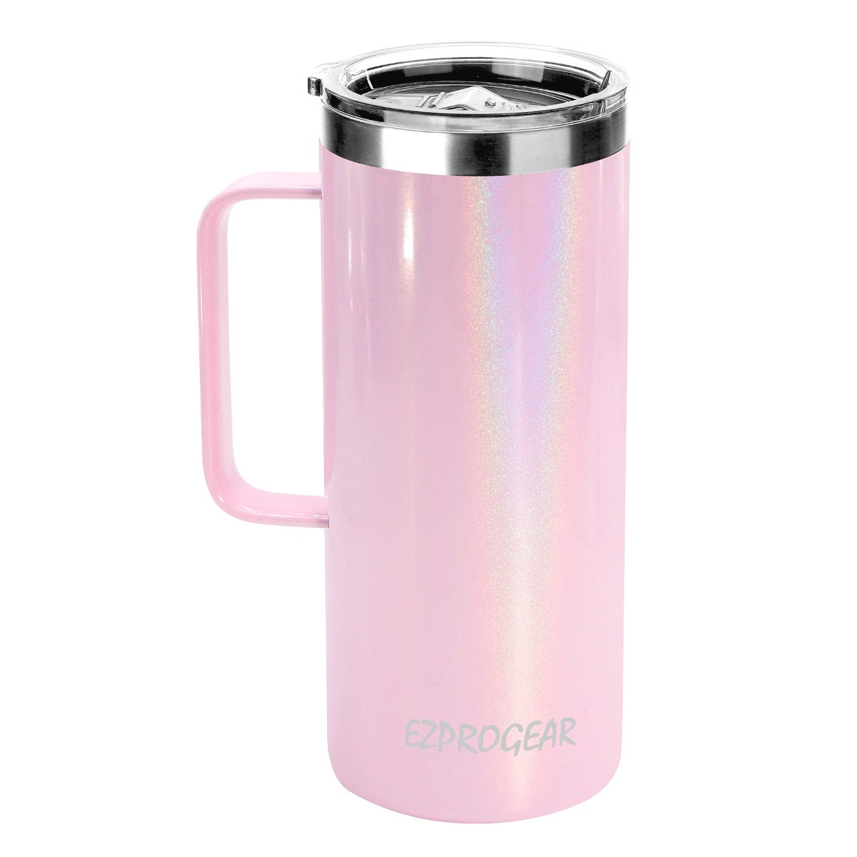 Ezprogear 32 oz Glitter Carnation Stainless Steel Beer Tumbler Double Wall Water Cup with Handle and Lid