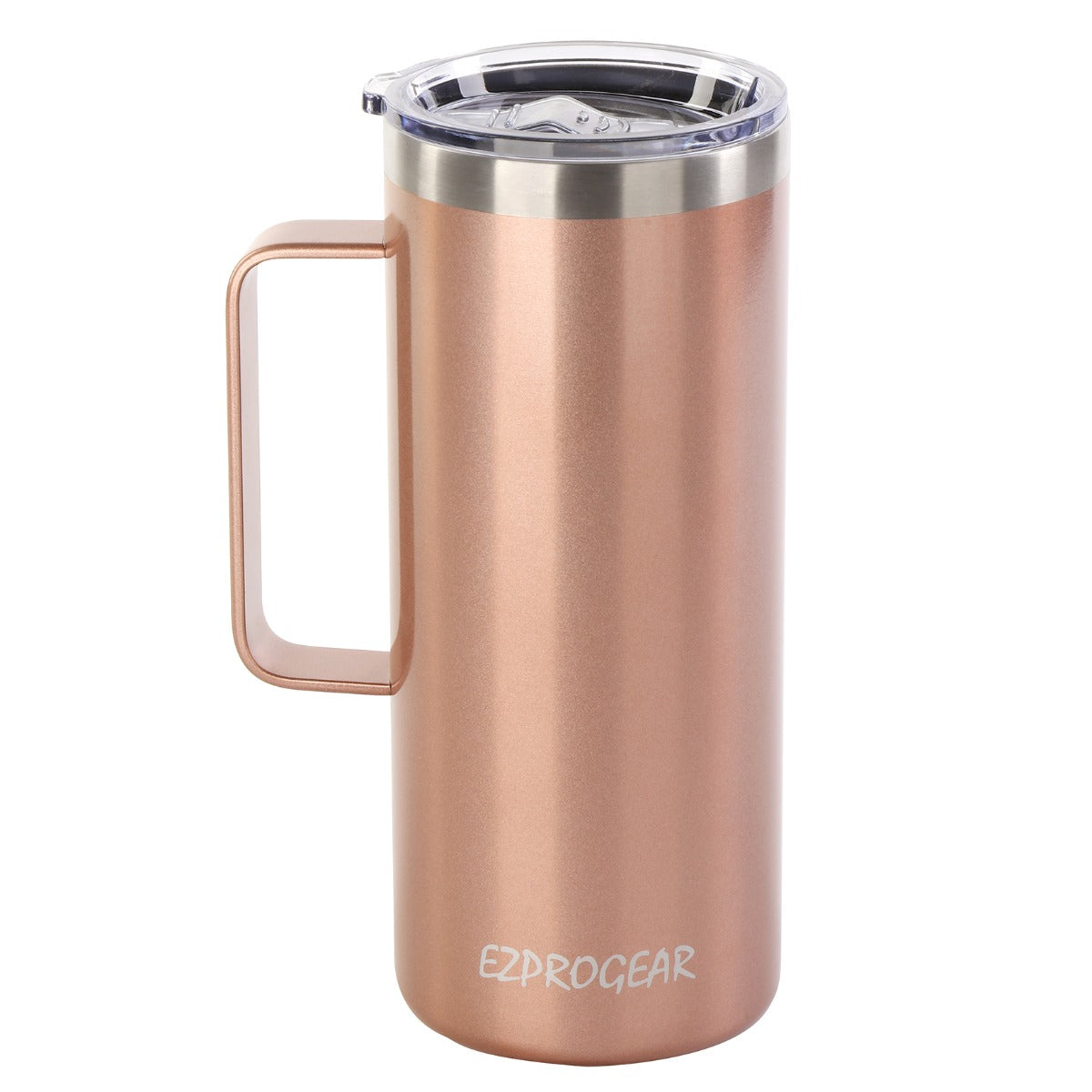 Ezprogear 32 oz Rose Gold Stainless Steel Coffee & Tea Mug Beer Tumbler Double Wall with Handle and Lid