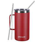 Ezprogear 40 oz Cherry Red Stainless Steel Mug Beer Tumbler Double Wall Coffee Cup with Handle and Lid