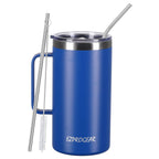 Ezprogear 40 oz Sapphire Blue Stainless Steel Mug Beer Tumbler Double Wall Coffee Cup with Handle and Lid