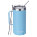 Ezprogear 40 oz SKy Blue Stainless Steel Mug Beer Tumbler Double Wall Coffee Cup with Handle and Lid