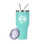 Ezprogear 40 oz Stainless Steel Insulated Tumbler – Best Mom Ever Gift, Mint Travel Water Mug with Straw