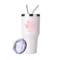 Ezprogear 40 oz Stainless Steel Insulated Tumbler – Best Mom Ever Gift, White Travel Water Mug with Straw