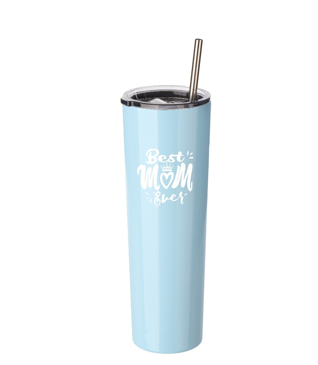 Best Mom Gift - Ezprogear 34 oz Stainless Steel Insulated Coffee Mug Tumbler with Lid (34 oz, Best Mom Sky Blue)