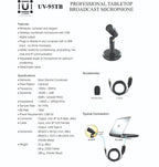 U-Voice UV-95TB Mini USB Condenser Microphone – Compact Tabletop Mic for Laptop, Streaming & Video Meetings