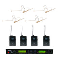 Rannsgeer UHF R288-70D-FR 4-Channel Mini Headset Wireless Microphone with Dual Ear Hook Frame