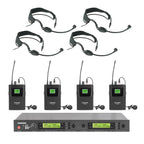 Rannsgeer UHF R288UF 4-Channel Headband Headset & Lapel Wireless Microphone