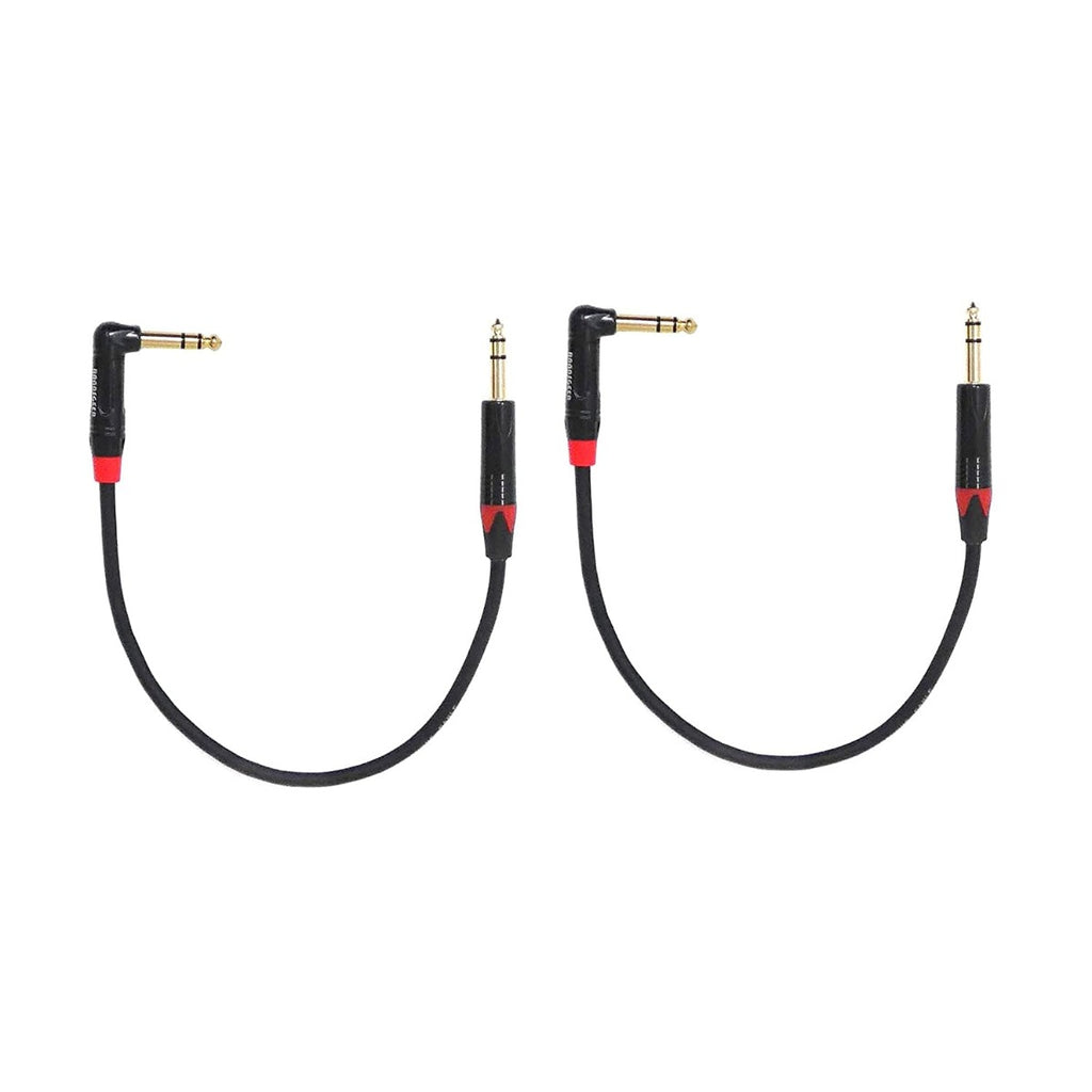 Rannsgeer R7101P2 1/4" TRS to 1/4" TRS Right Angle 2 Pack 1 Feet Cable