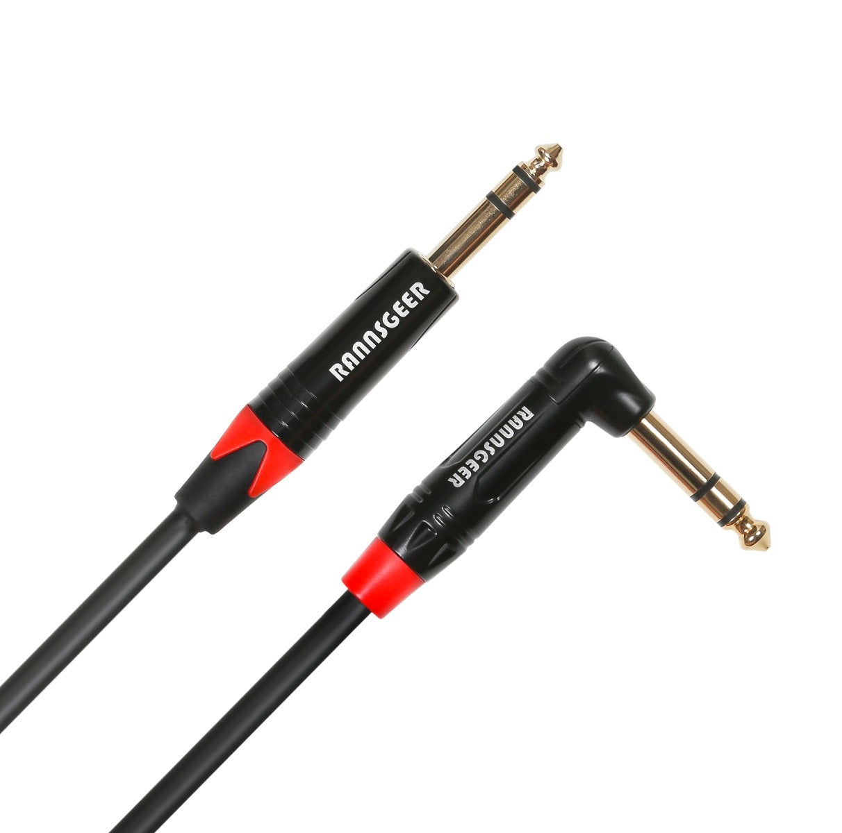 Rannsgeer R7103P2 1/4" TRS to 1/4" TRS Right Angle 2 Pack 3 Feet Cable