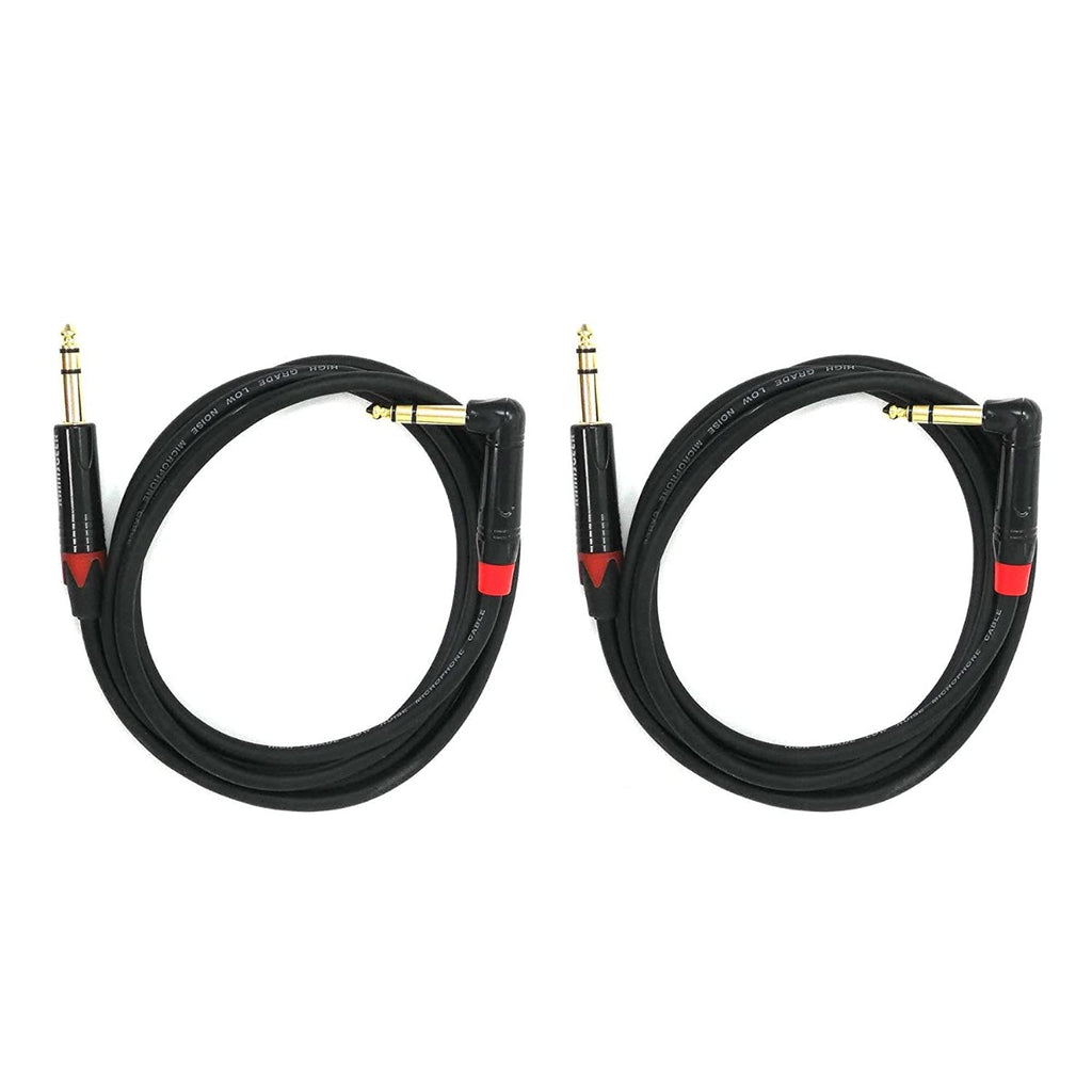 Rannsgeer R7106P2 1/4" TRS to 1/4" TRS Right Angle 2 Pack 6 Feet Cable