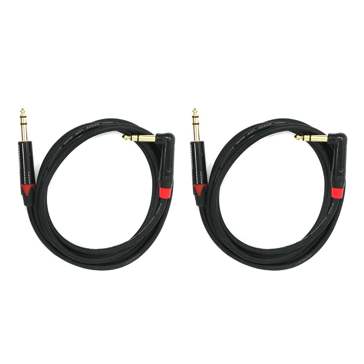 Rannsgeer R7106P2 1/4" TRS to 1/4" TRS Right Angle 2 Pack 6 Feet Cable