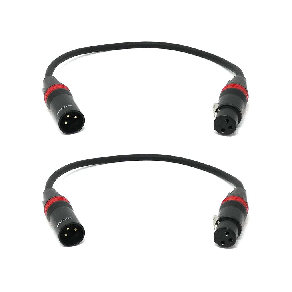 Rannsgeer R7201P2 XLR Male to XLR Female 2 Pack 1 Feet Microphone Cable