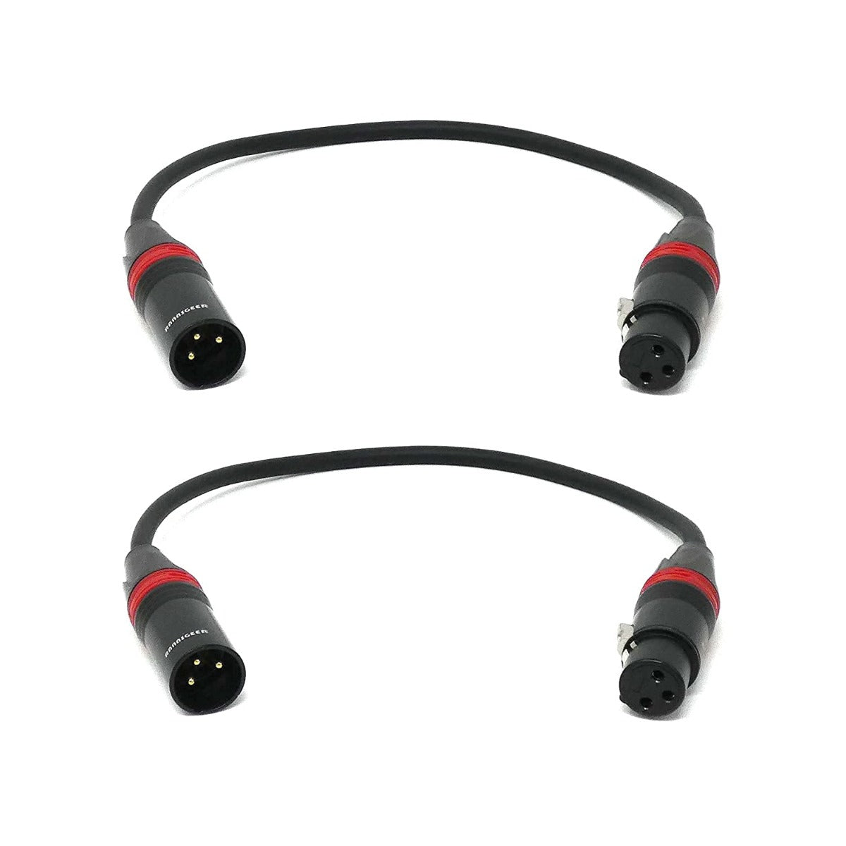 Rannsgeer R7201P2 XLR Male to XLR Female 2 Pack 1 Feet Microphone Cable