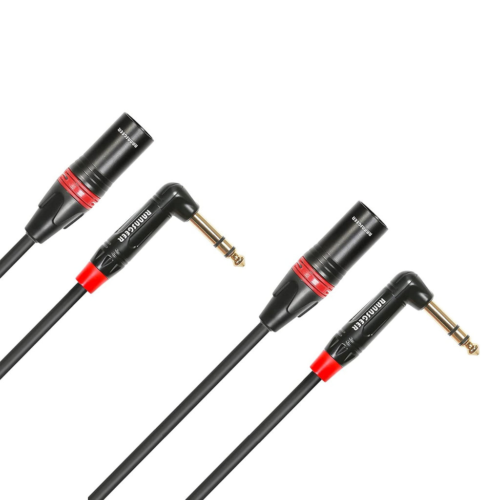Rannsgeer R7701P2 1/4" TRS Right Angle to XLR Male 1 Feet Cable