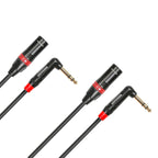 Rannsgeer R7701P2 1/4" TRS Right Angle to XLR Male 1 Feet Cable