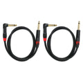 Rannsgeer R7901P2 1/4" TS Right Angle to 1/4" TS 1 Feet 2 Pack Cable