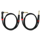 Rannsgeer R7901P2 1/4" TS Right Angle to 1/4" TS 1 Feet 2 Pack Cable