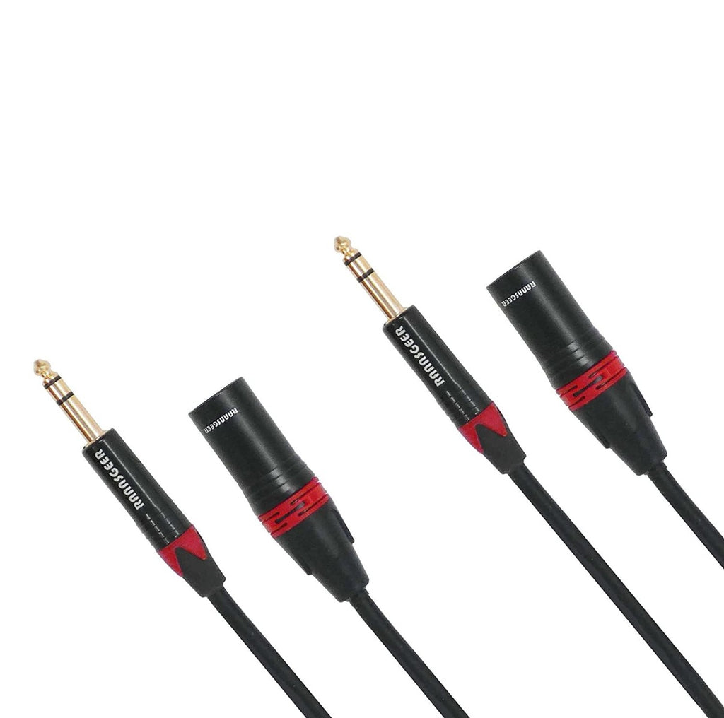 Rannsgeer R7A01P2 1/4" TRS to XLR Male 2 Pack 1 Feet Cable