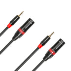 Rannsgeer R7B03P2 3.5mm TRS Stereo Male to XLR Male 2 Pack 3 Feet Cable