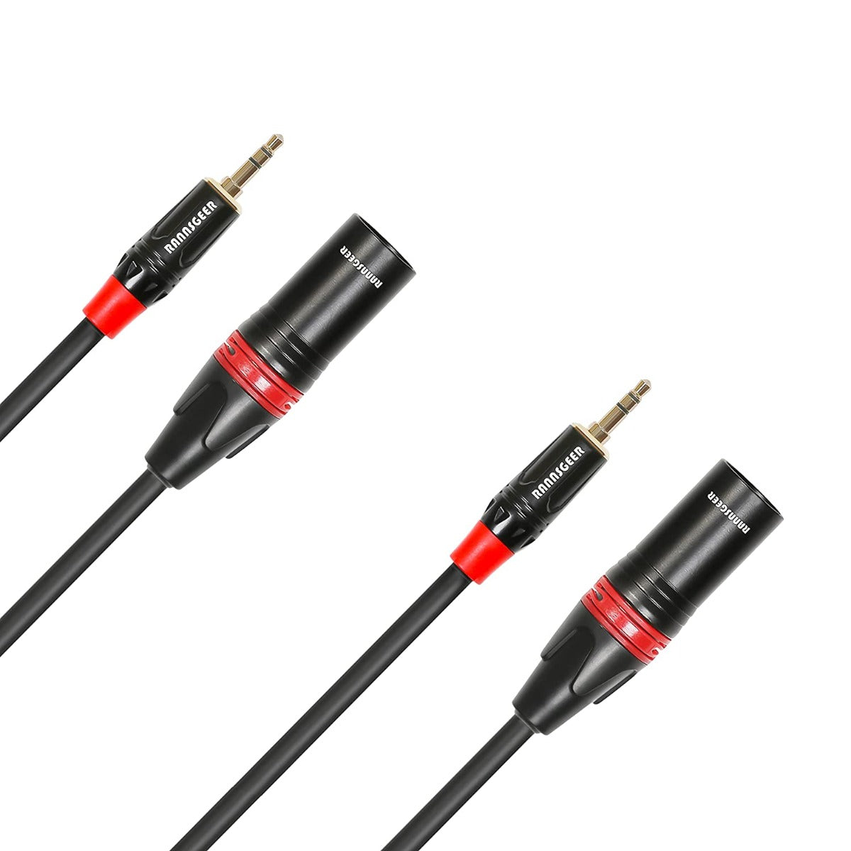Rannsgeer R7B03P2 3.5mm TRS Stereo Male to XLR Male 2 Pack 3 Feet Cable