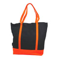 Ezprogear Large Canvas Tote Bag – Heavy Duty 100% Cotton Shopping Bag (Black/Orange, 20" x 17" x 6")