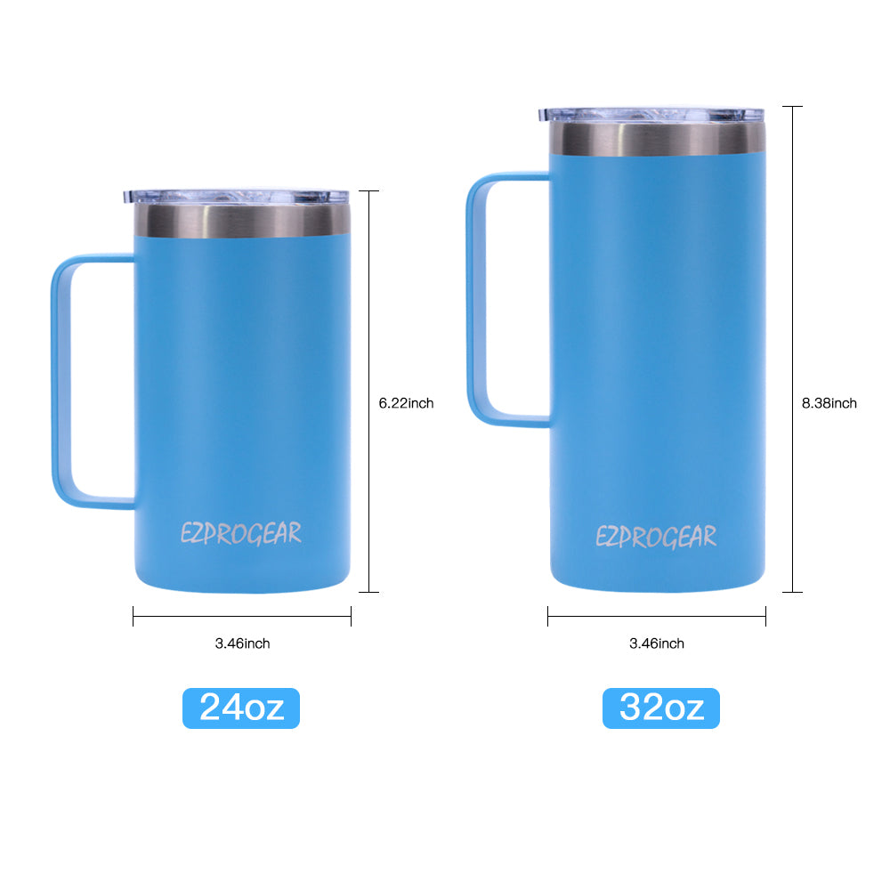 Ezprogear 32oz Insulated Stainless Steel Coffee Mug with Handle - White