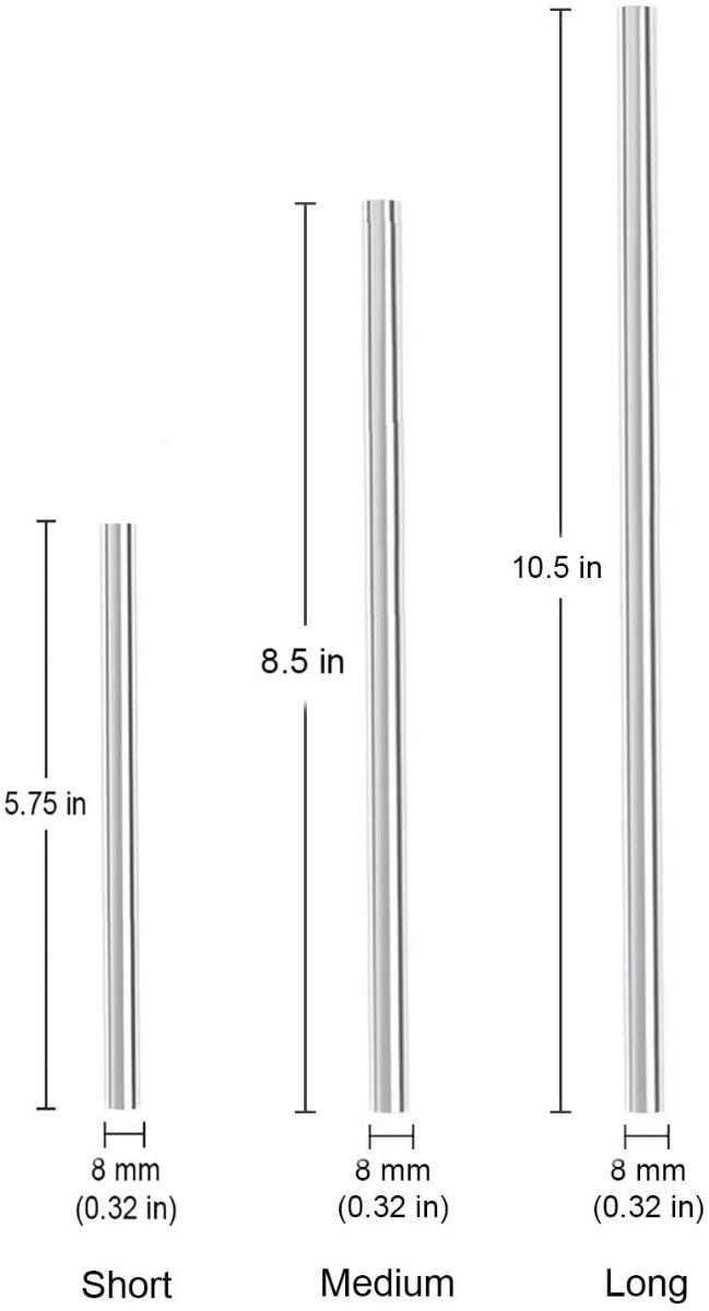 Ezprogear Metal Stainless Steel Wide Straws with Silicone Tips Collapsible Straw and 8mm Reusable Drinking Straw