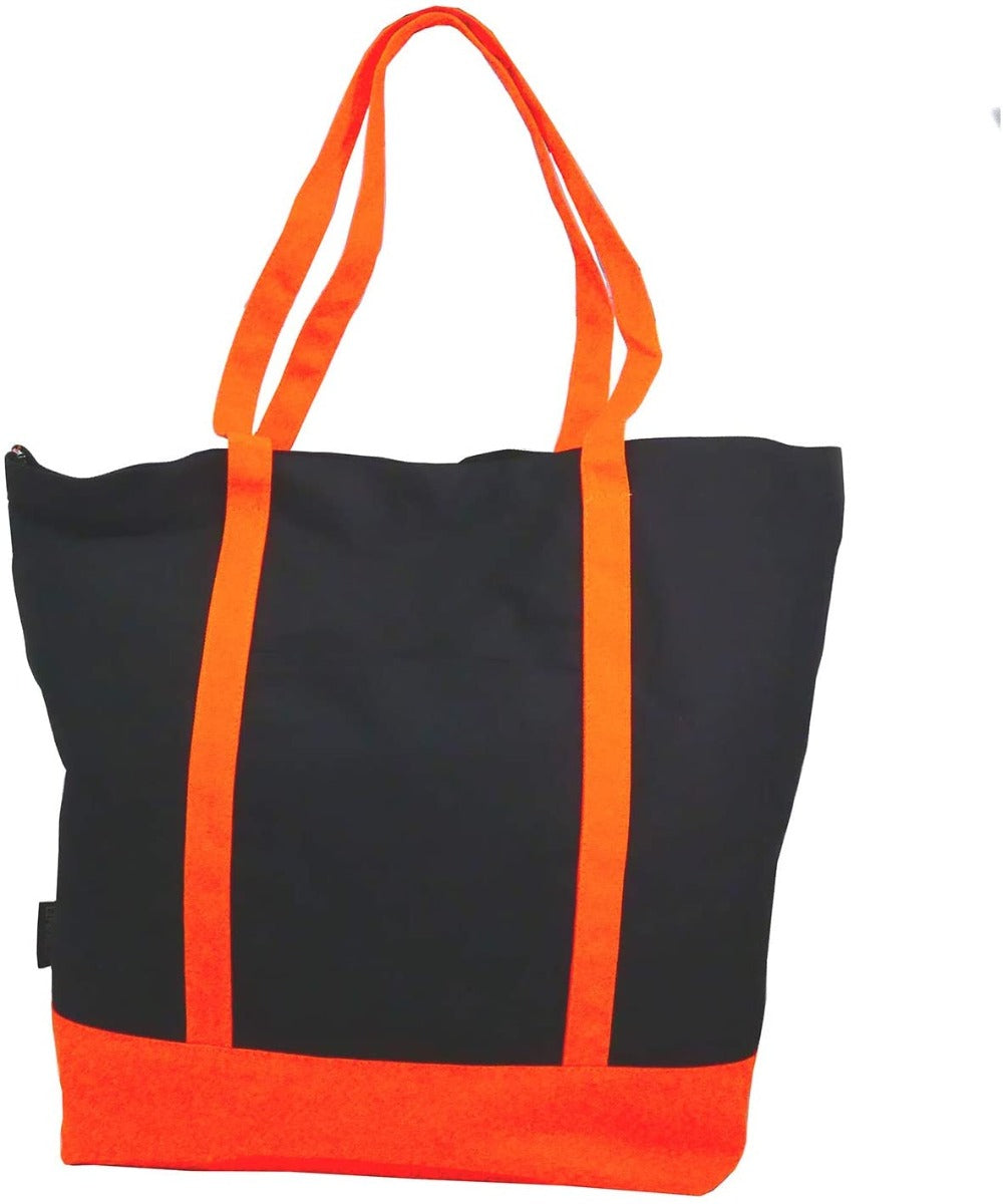 Ezprogear Large Heavy Duty Canvas Tote Bag Black/Orange 20" W x 17" H x 6" D