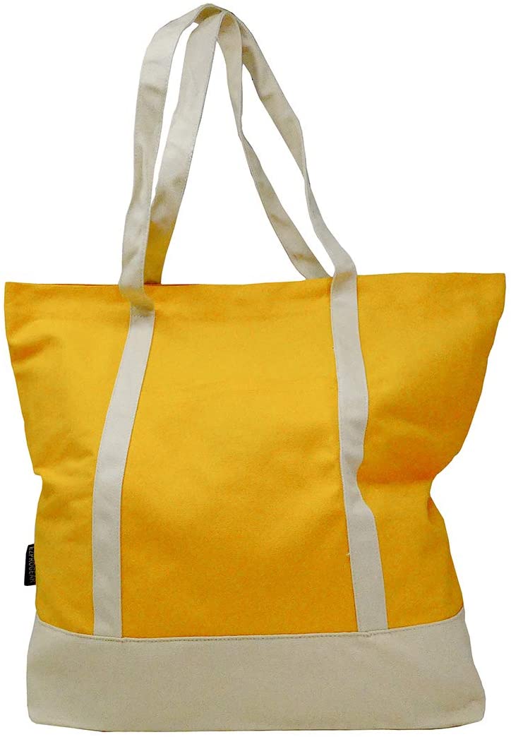 Ezprogear Large Heavy Duty Canvas Tote Bag Mango/Cream 20" W x 17" H x 6" D