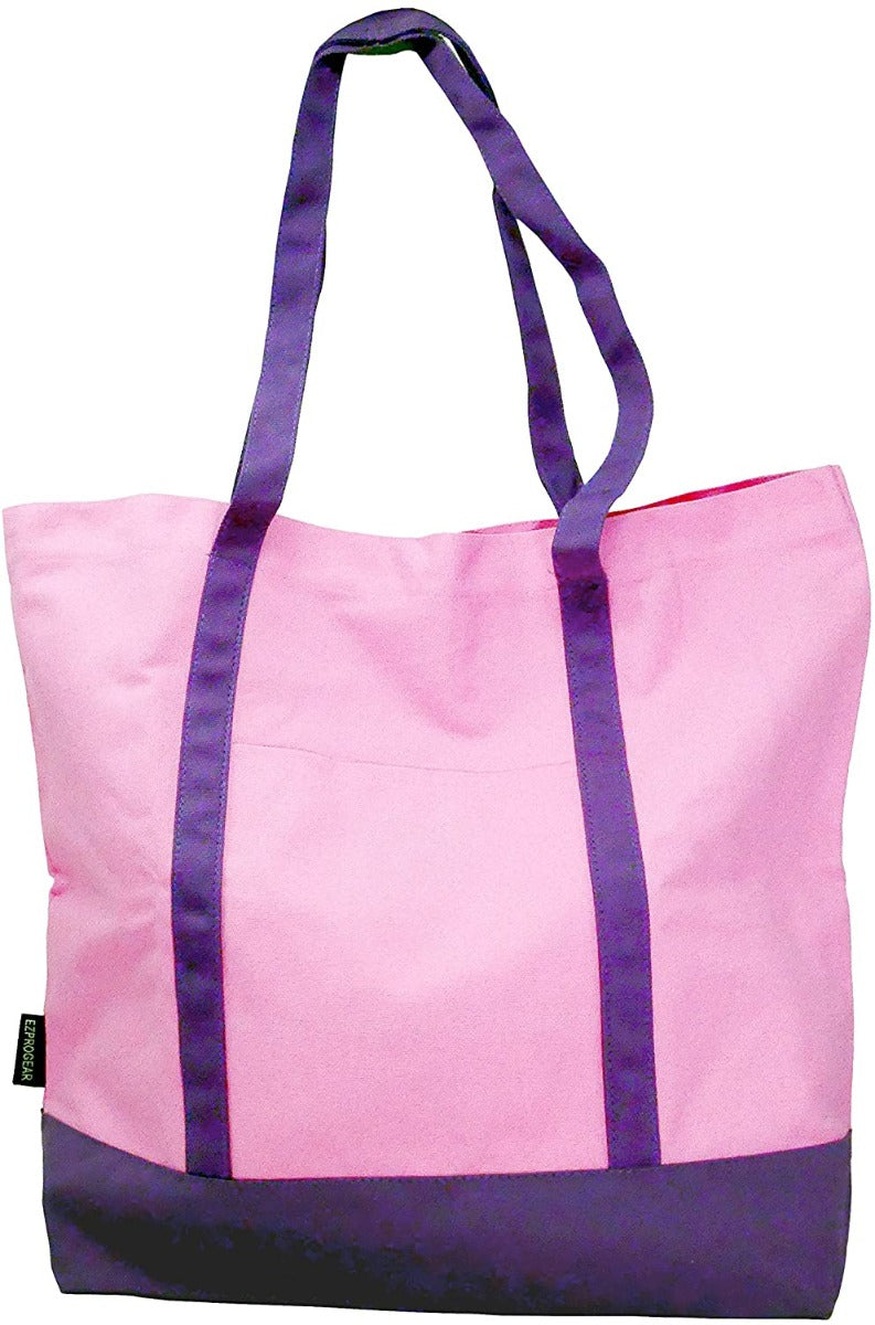Ezprogear Large Heavy Duty Canvas Tote Bag Pink/Purple 20" W x 17" H x 6" D