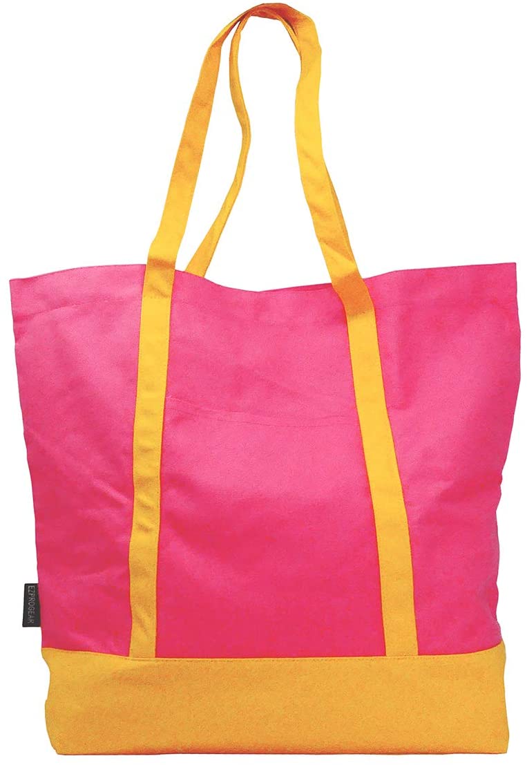 Ezprogear Large Heavy Duty Canvas Tote Bag Rose Pink/Orange 20" W x 17" H x 6" D