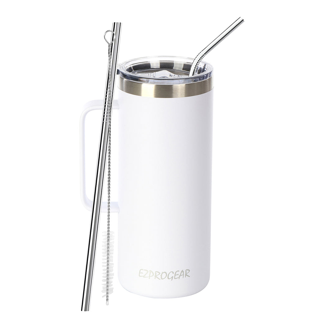 Ezprogear 32oz Insulated Stainless Steel Coffee Mug with Handle - White
