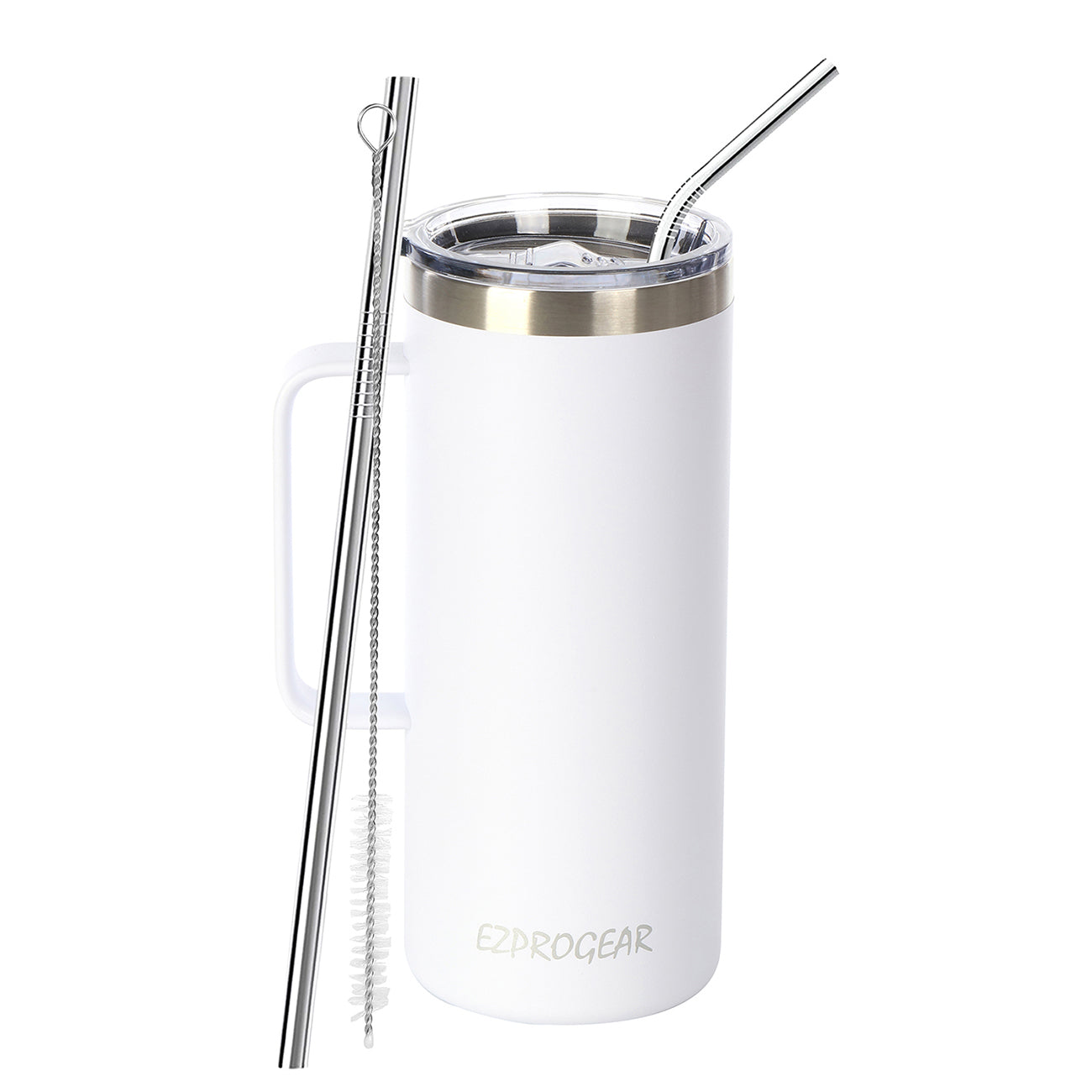 Ezprogear 32oz Insulated Stainless Steel Coffee Mug with Handle - White