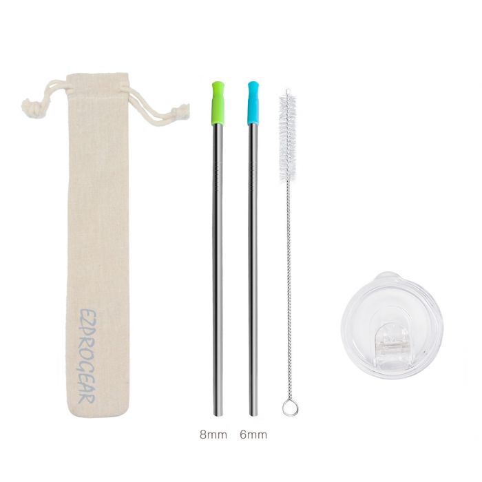 Ezprogear Metal Stainless Steel Wide Straws with Silicone Tips