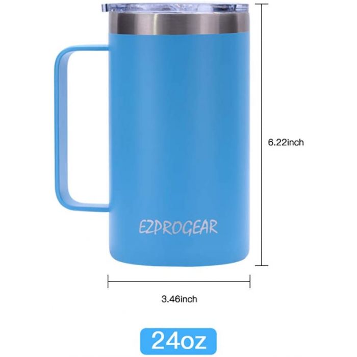 Ezprogear 40 oz Stainless Steel Large Coffee Mug Double Wall Vacuum  Insulated Camping Tumbler with Handle & Straws (Matte Black) 