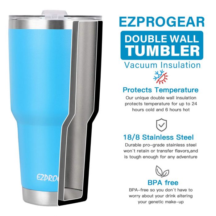 Ezprogear 26 oz 2 Pack Stainless Steel Slim Skinny Tumbler Double Wall  Travel Mug with Straws