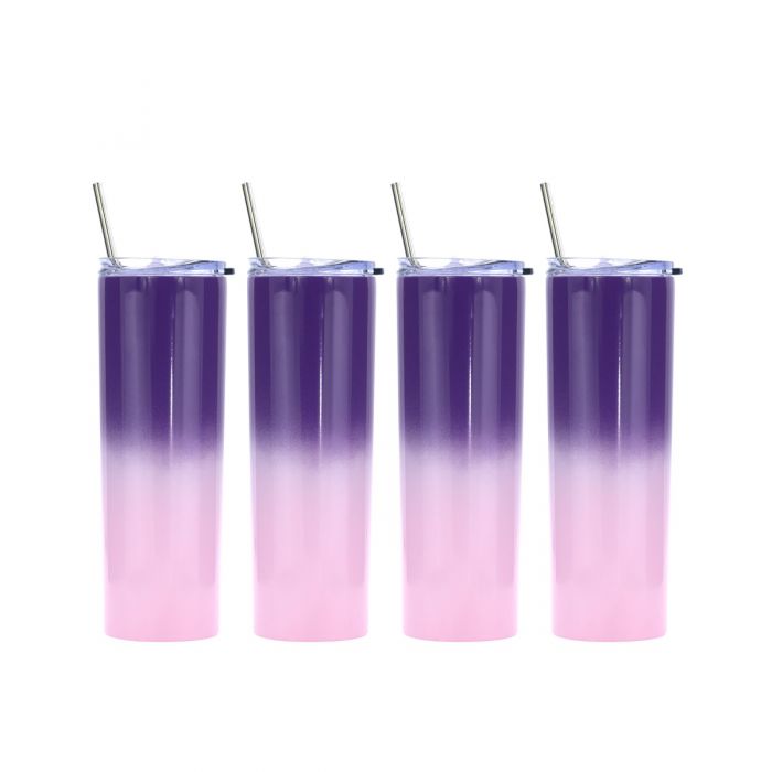 Ezprogear 20 oz Stainless Steel Slim Skinny Insulated Tumbler Purple Cup  with 2 Straws, Brush and Lid