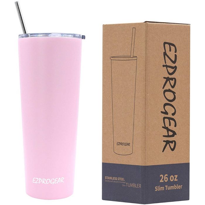 Ezprogear Stainless Steel Wine Tumbler Glasses 12 oz Double Wall Vacuum  Insulated Travel Cup 2 Pack with Slider Lid for Coffee, Ice Cream, Cocktails