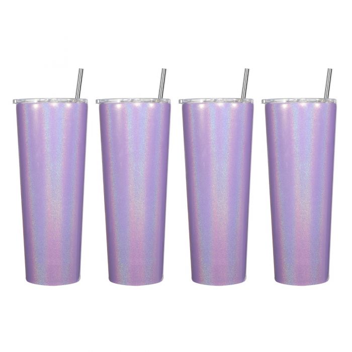 Ezprogear 26 oz Stainless Steel Slim Vacuum Insulated Glossy 4 Pack Tumbler