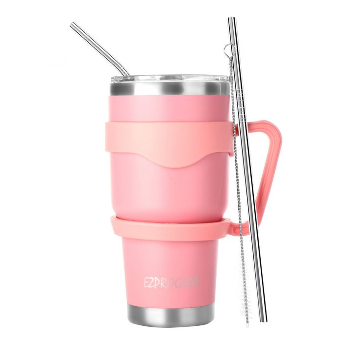 Ezprogear 30 oz 2 Pack Stainless Steel Tumbler Double Wall Vacuum Insulated  with Straws and Handle