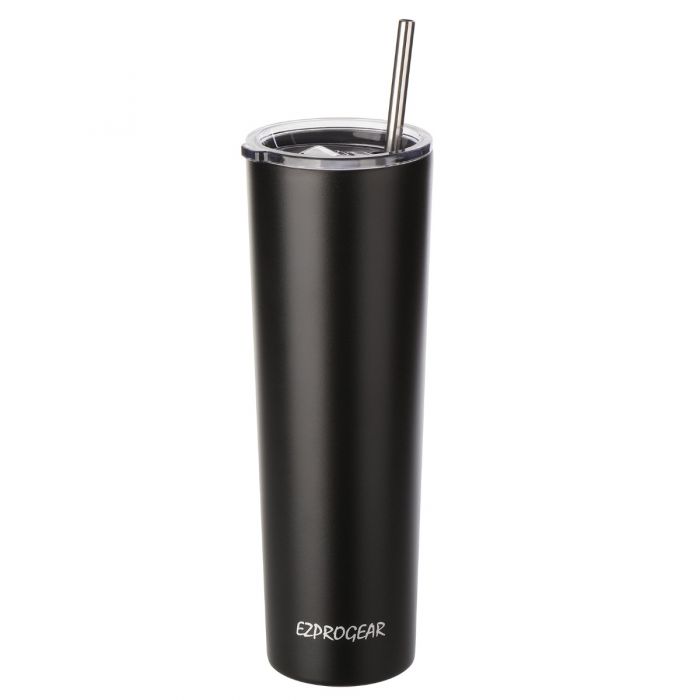 Ezprogear 40 oz White Stainless Steel Tumbler Double Wall Vacuum Insulated Coffee Cup with Straws and Handle