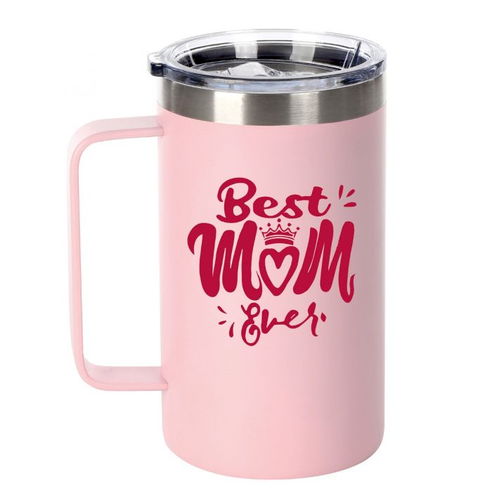 Best Mom Gift - Ezprogear 24 oz Stainless Steel Insulated Tumbler Ice  Coffee Mug with Straw and Slide Lid (24 oz, Best mom Pink)