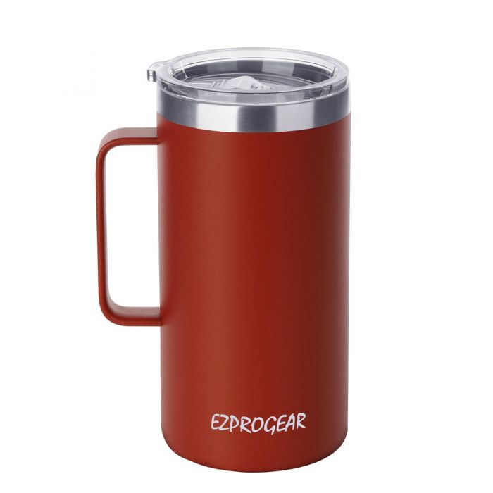 14oz Coffee Mug With Sliding Lid - Powder Coated Navy Blue & Wine Red