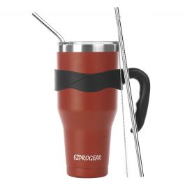 Ezprogear 34 oz Stainless Steel Slim Skinny Tumbler Vacuum Insulated Coffee  Mug Water Cup with Straw (Carnation)