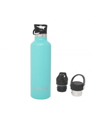 Ezprogear Sport Water Bottle 3 Lids 25 oz Stainless Steel Travel Portable Double Wall Vacuum Insulated Thermo Standard Mouth (Mint) EZ25WB-SKB