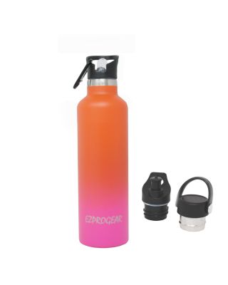 Ezprogear Sport Water Bottle 3 Lids 25 oz Stainless Steel Travel Portable Double Wall Vacuum Insulated Thermo Standard Mouth (Orange & RosePink) EZWB25-ORP