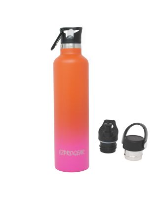 Ezprogear Sport Water Bottle 3 Lids 34 oz Stainless Steel Travel Portable Double Wall Vacuum Insulated Thermo Standard Mouth (Orange/RosePink) EZWB34-ORP