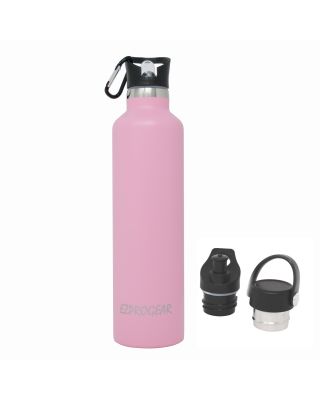 Ezprogear Sport Water Bottle 3 Lids 34 oz Stainless Steel Travel Portable Double Wall Vacuum Insulated Thermo Standard Mouth (Pink) EZ34WB-LPK